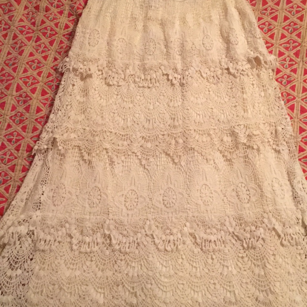 Tiered crocheted maxi skirt